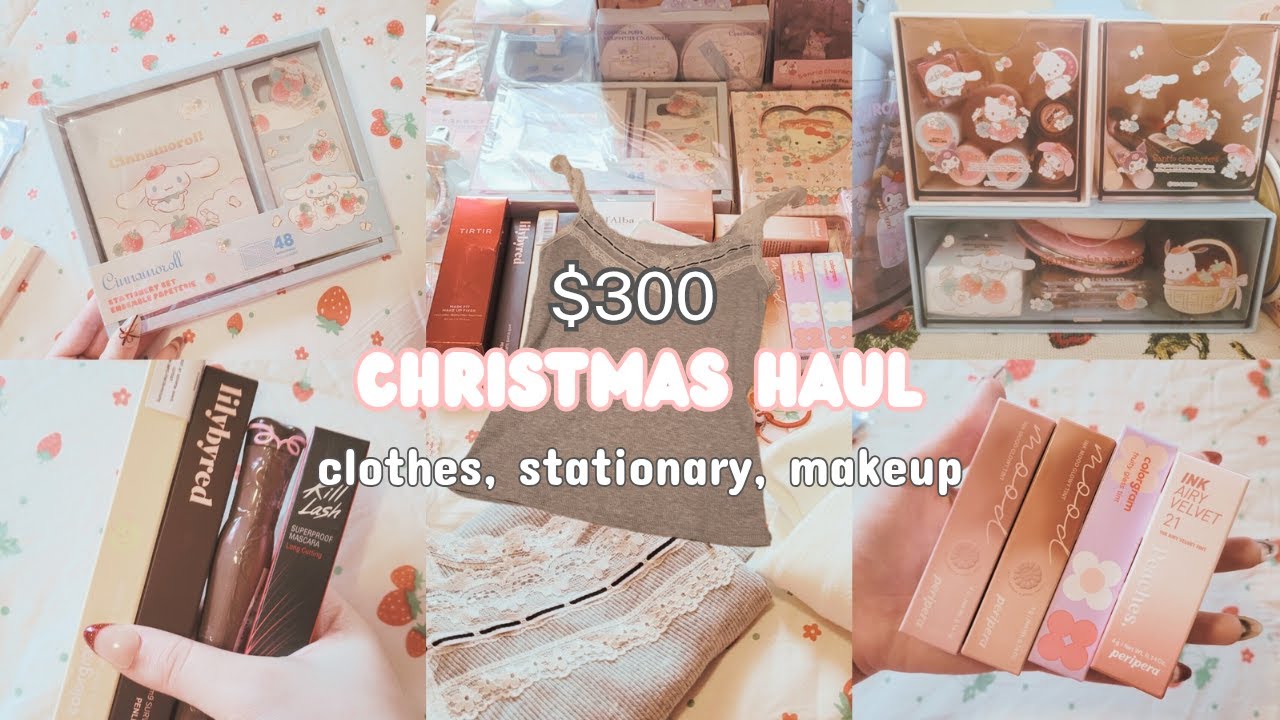[HUGE] $300 Christmas Haul | kbeauty, skincare, stationary, clothes