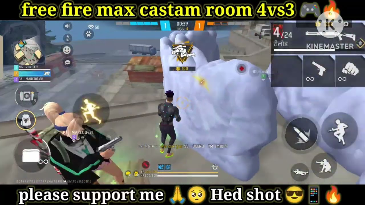 Free fire max castam room 4vs3 🎮🔥 please support me 🥺🙏 Hed shot 😎📱🔥 #freefire #gaming #viral 