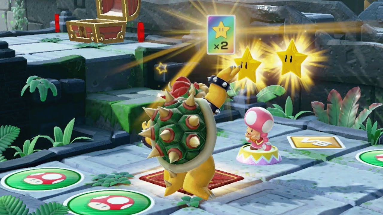 Super Mario Party - Bowser & Rosalina vs Mario & Peach - Domino Ruins Treasure Hunt