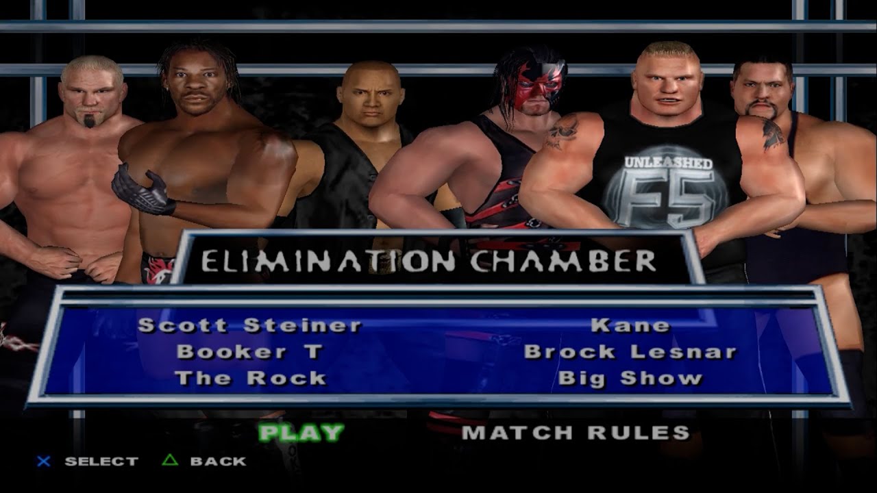 WWE SmackDown! HCTP - ScottSteiner,BookerT,TheRock,Kane,BrockLesnar,BigShow (ELIMINATION CHAMBER)