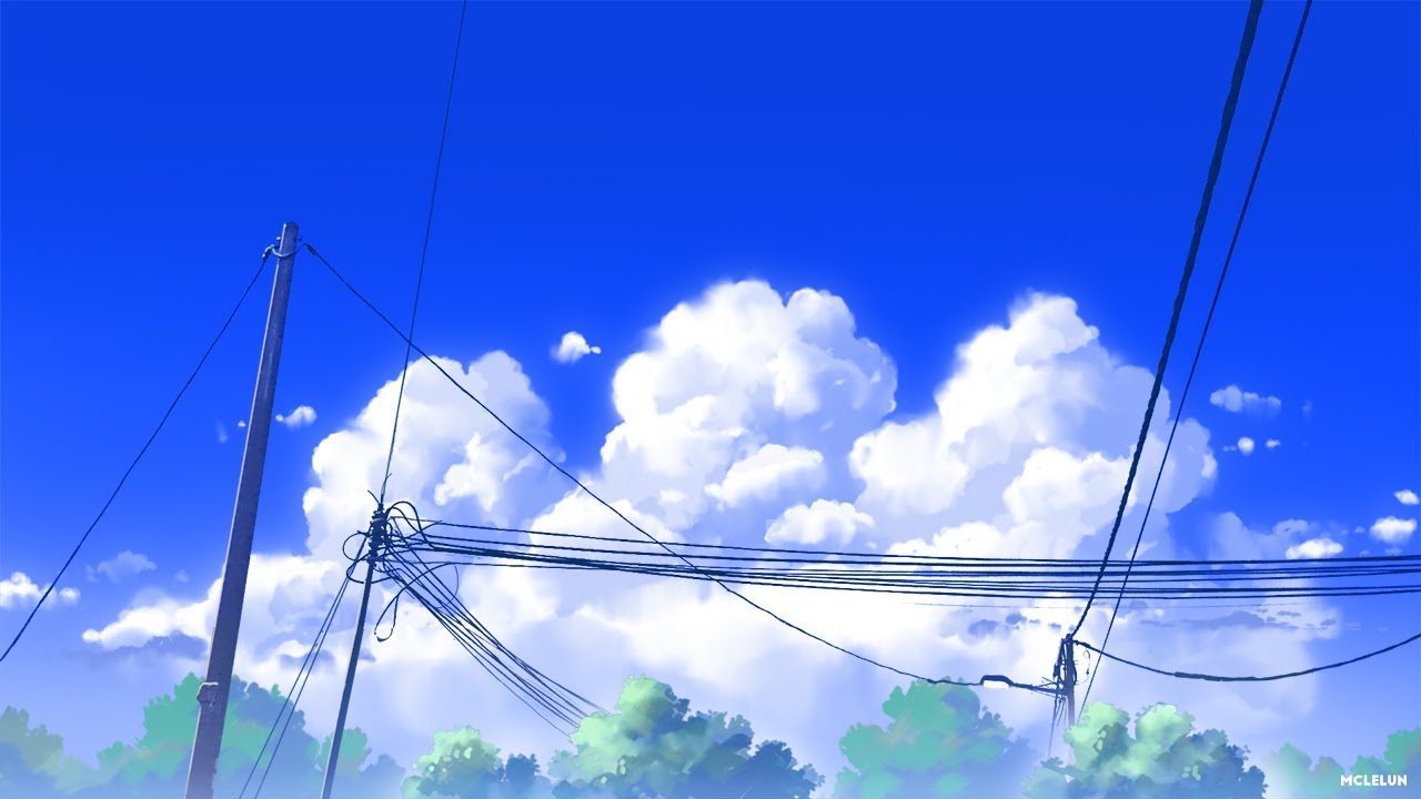 Photoshop Anime Background Art Painting - Blue Sky