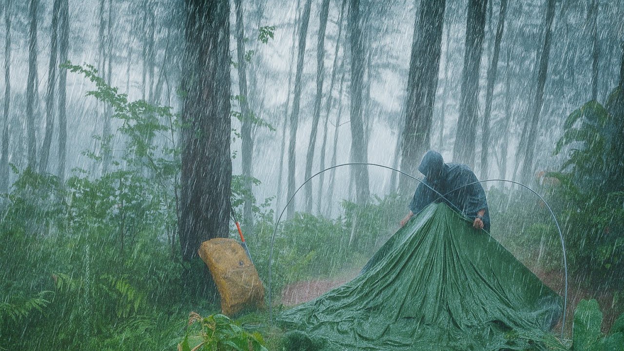 CAMPING HUJAN DERAS ⛈️ TIDUR NYENYAK DIBAWAH HUJAN DERAS