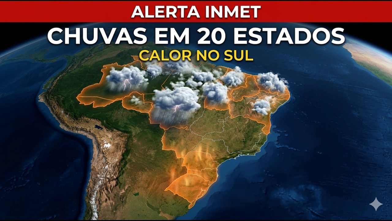 ALERTA DO INMET: Chuvas intensas em 20 estados nesta segunda (16) | Calorão no Sul