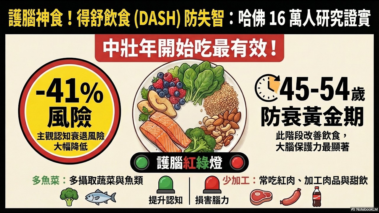 怕失智要吃什麼？哈佛數十年追蹤揭密：「得舒飲食 (DASH)」與「抗發炎飲食」的大腦保護力