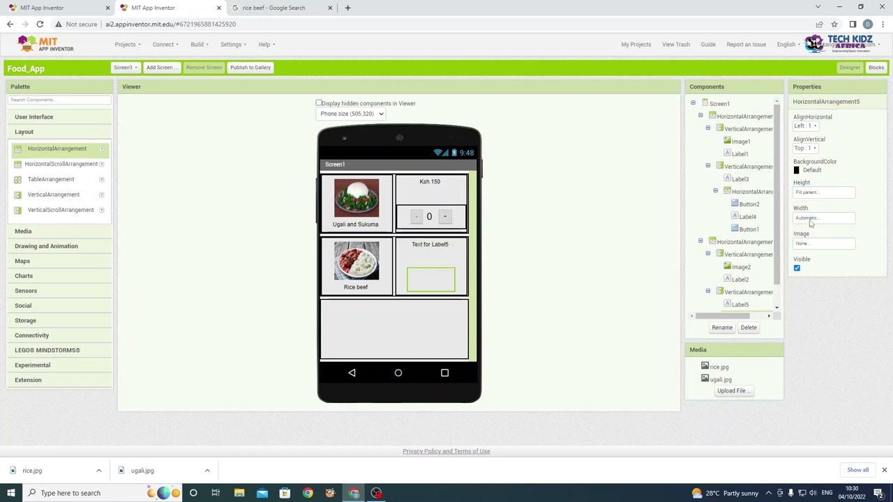 FOOD App Android Design on MIT App Inventor - How to make food ordering App.