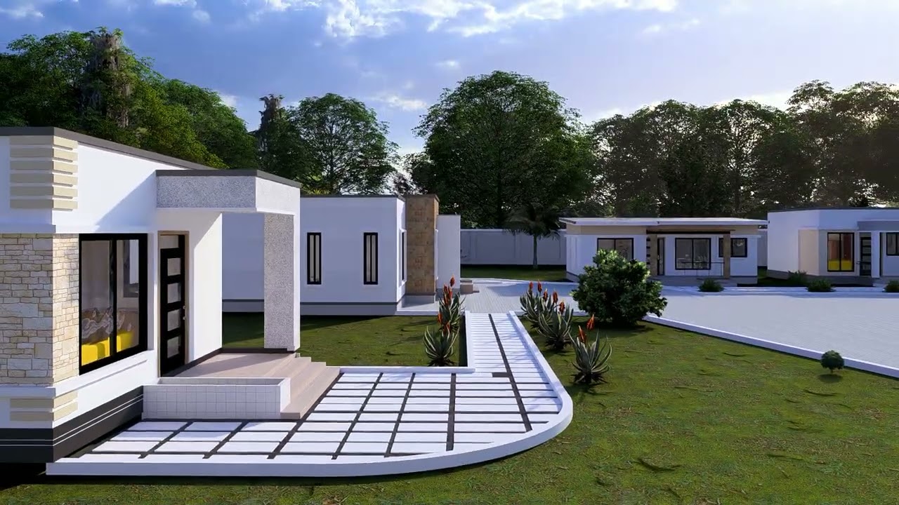 Hidden roof 3 bedroom.  2bedroom  home compound with minimalist landscaping 