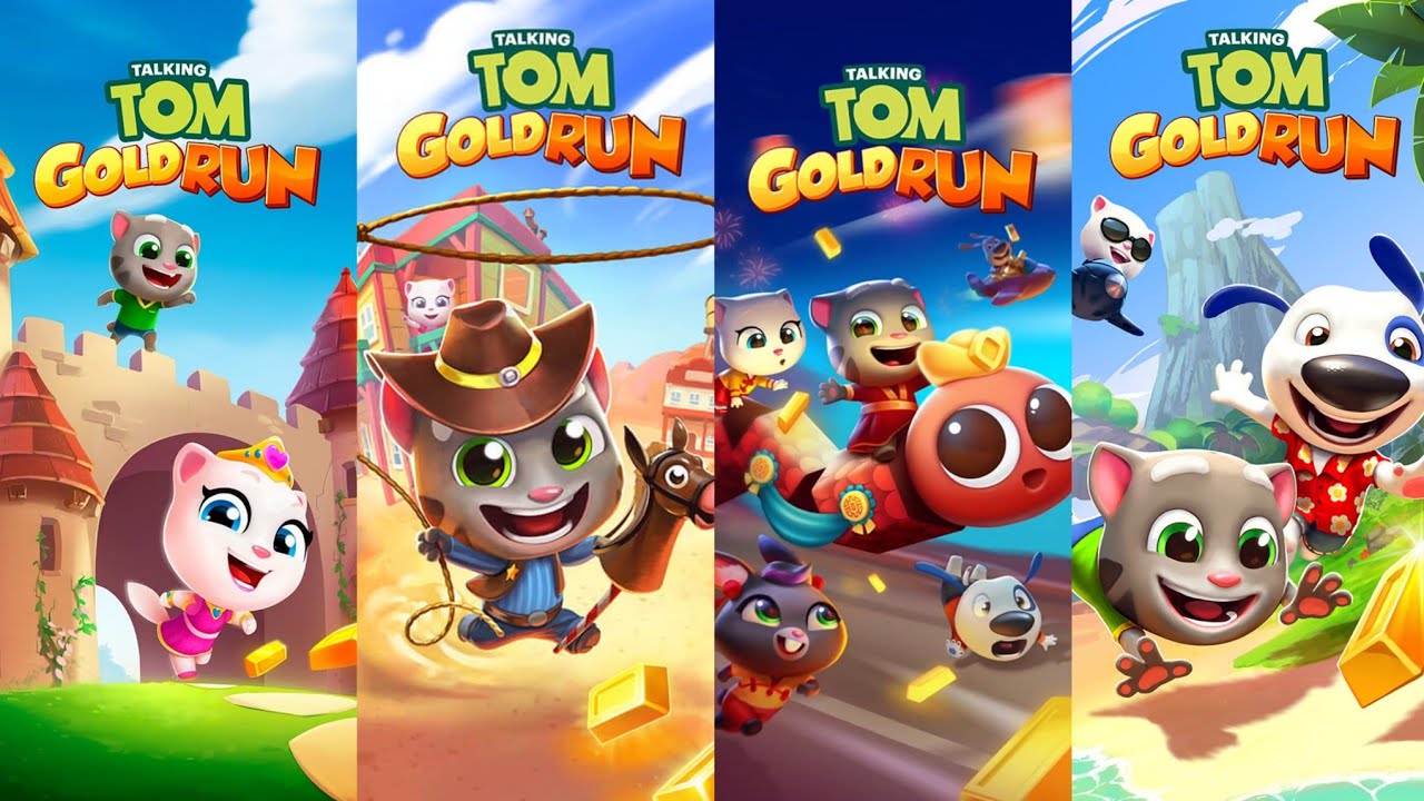 Talking Tom Gold Run Ancient World Update vs Wild West Update vs China Update vs Las Vegas Update