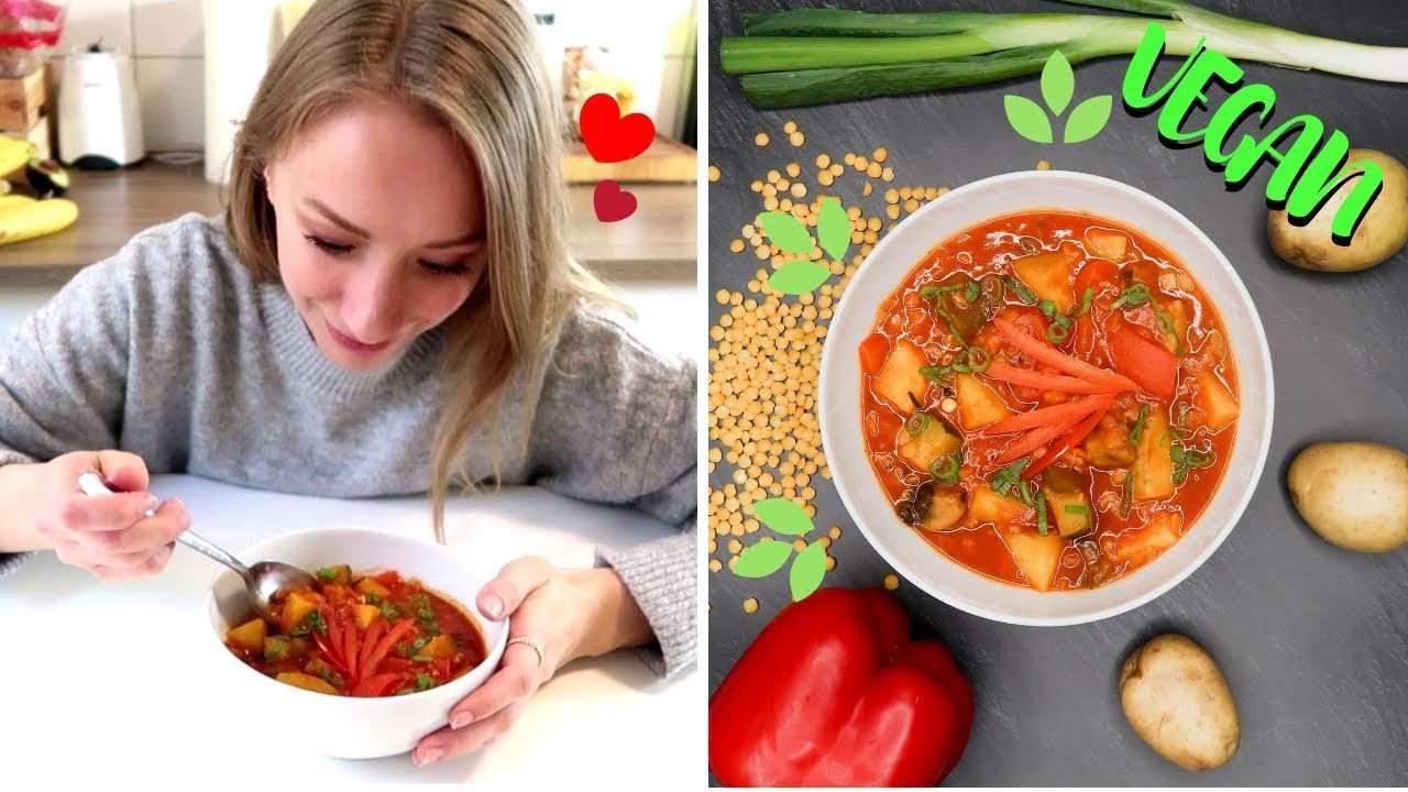 🥦 DAS isst man als VEGANER?! Veganer Orientalischer Linseneintopf | YouTube Kochbuch Gewinnspiel 🥦