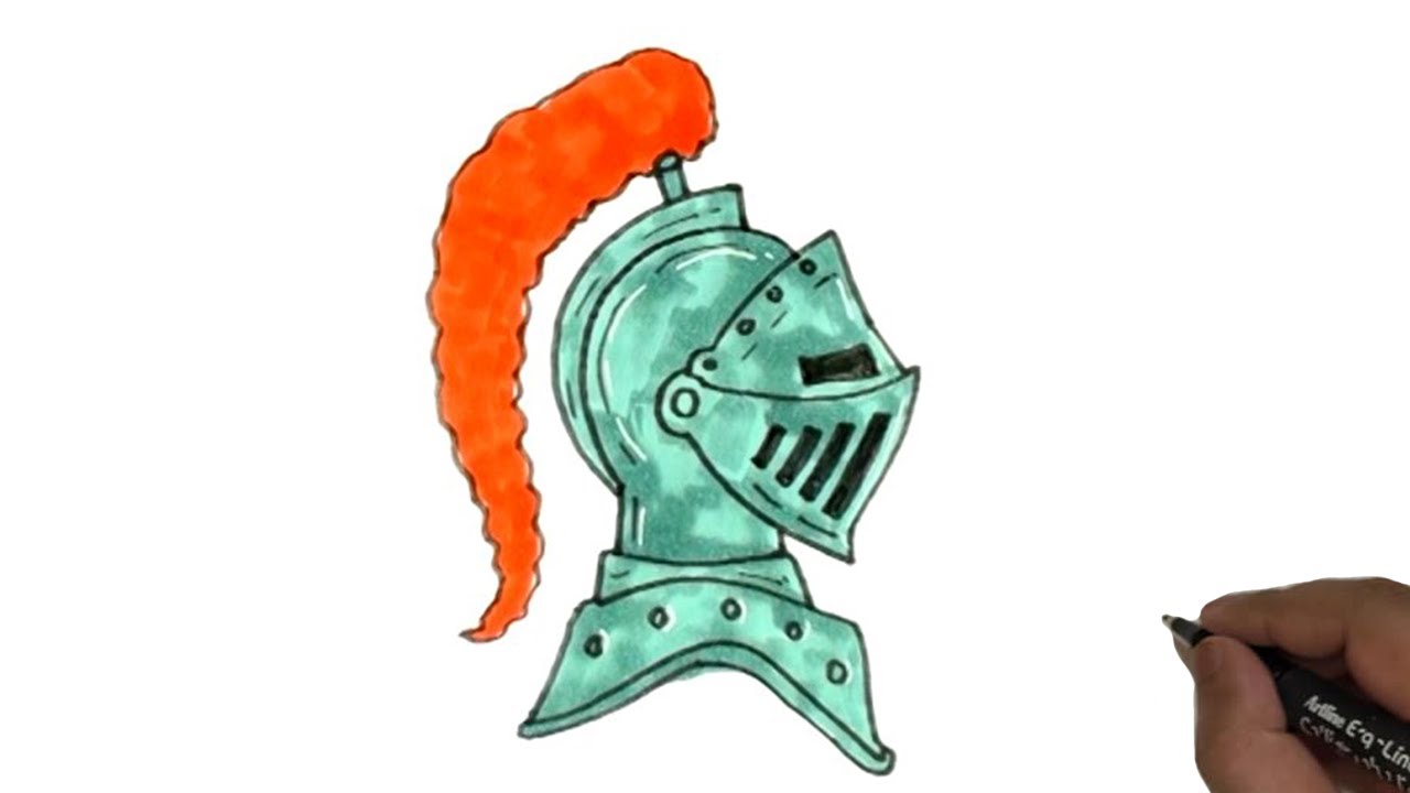 How to draw Knight Helmet easy and step by step