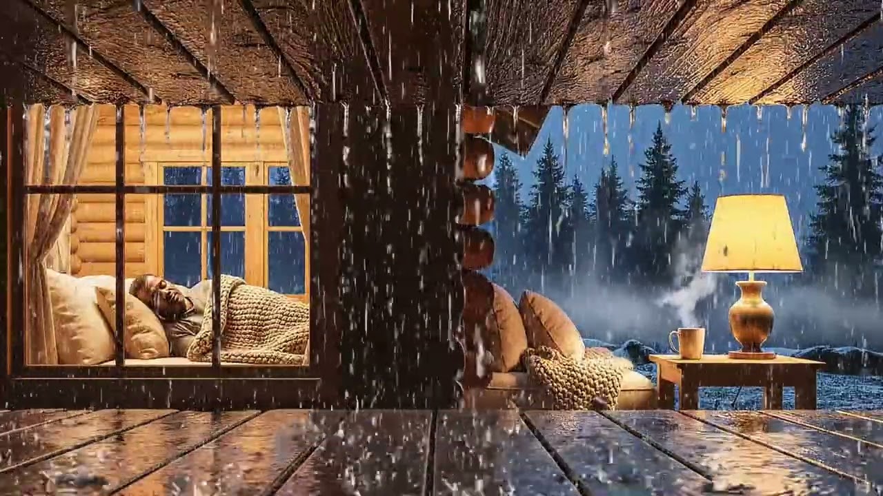 Heavy Rain at Night for Deep Sleep 🌧️ ASMR Rain Sounds in Cozy Cabin