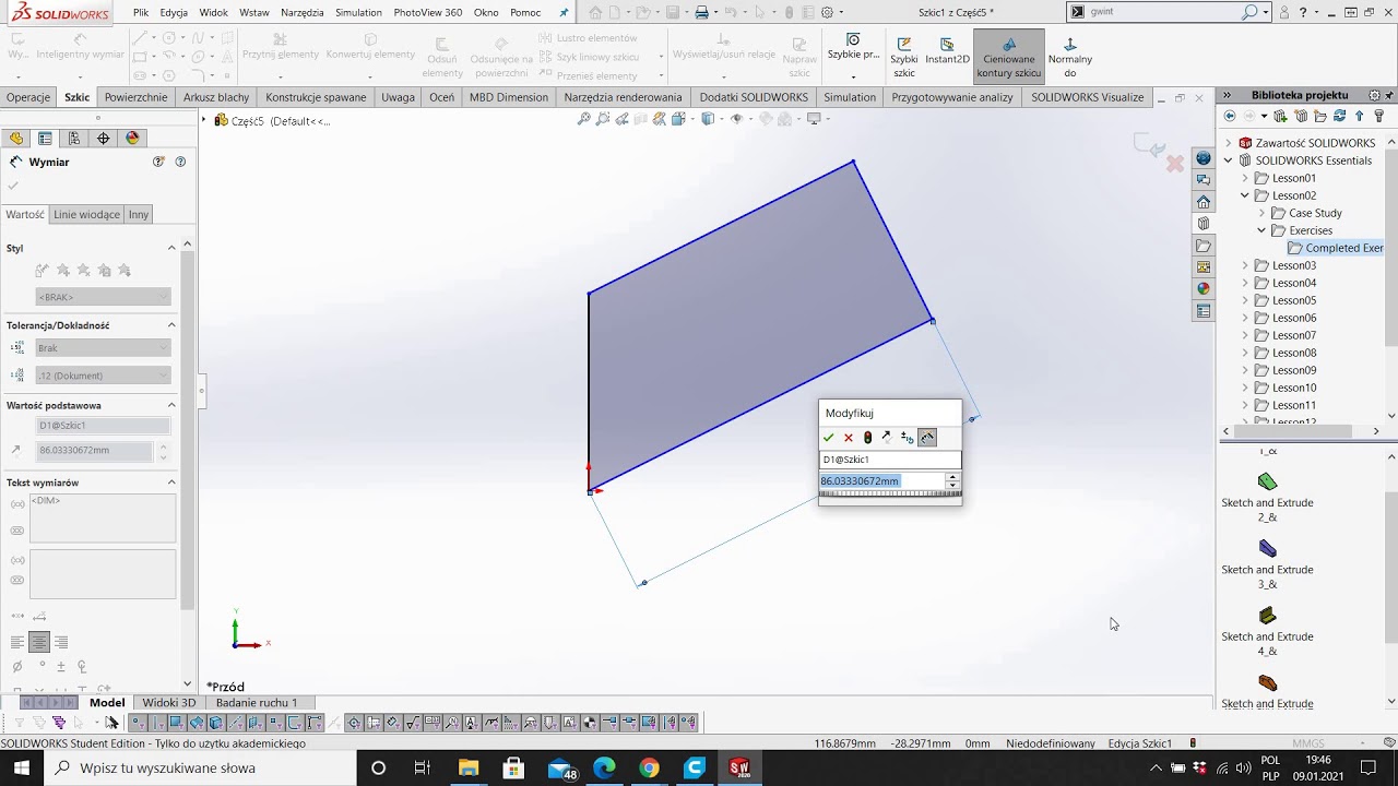 Szkolenie Solidworks 2020 - Szkic #1