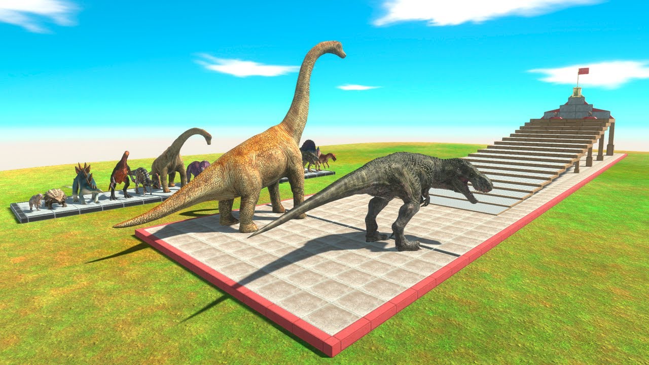 Dinosaur Race Climbing Stairs - Animal Revolt Battle Simulator