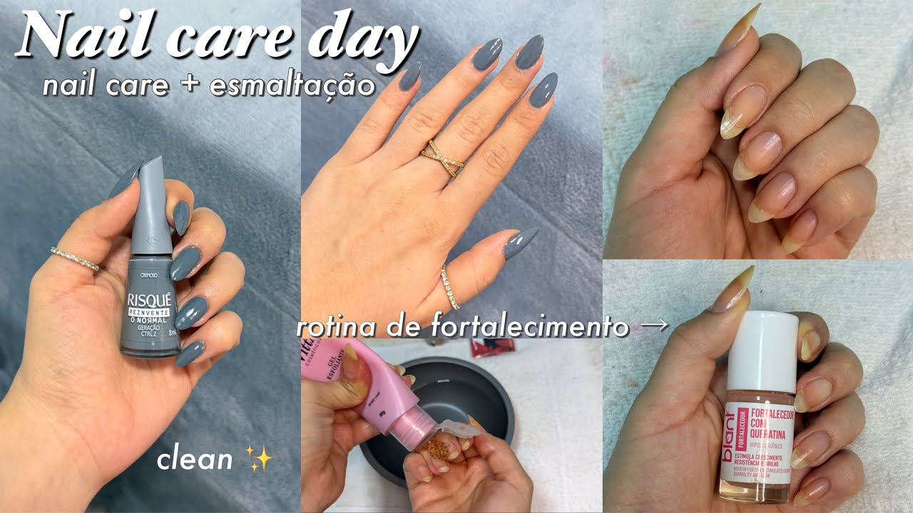 ROTINA DE CUIDADOS COM AS MINHAS UNHAS| Nail care e esmalta&ccedil;&atilde;o💅🏻🩶