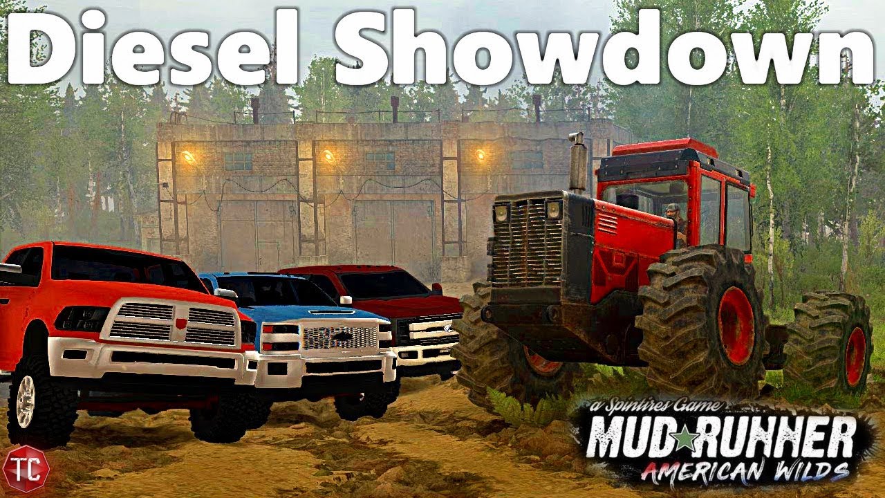 SpinTires MudRunner: DIESEL SHOWDOWN | TOWING CHALLENGE! Cummins vs Duramax vs Powerstroke