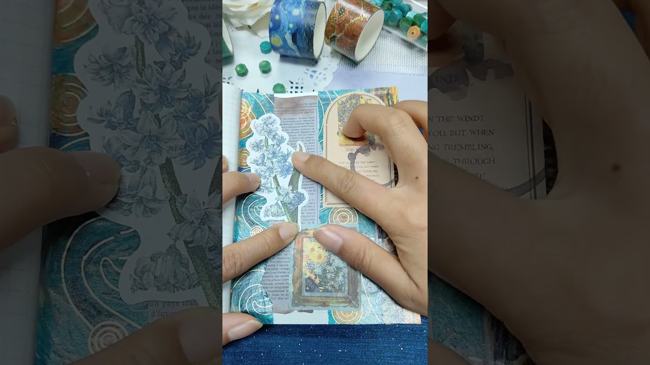 🌻ASMR  Scrapbooking |  Blue Art  | IEEBEE Washi Tape🌌