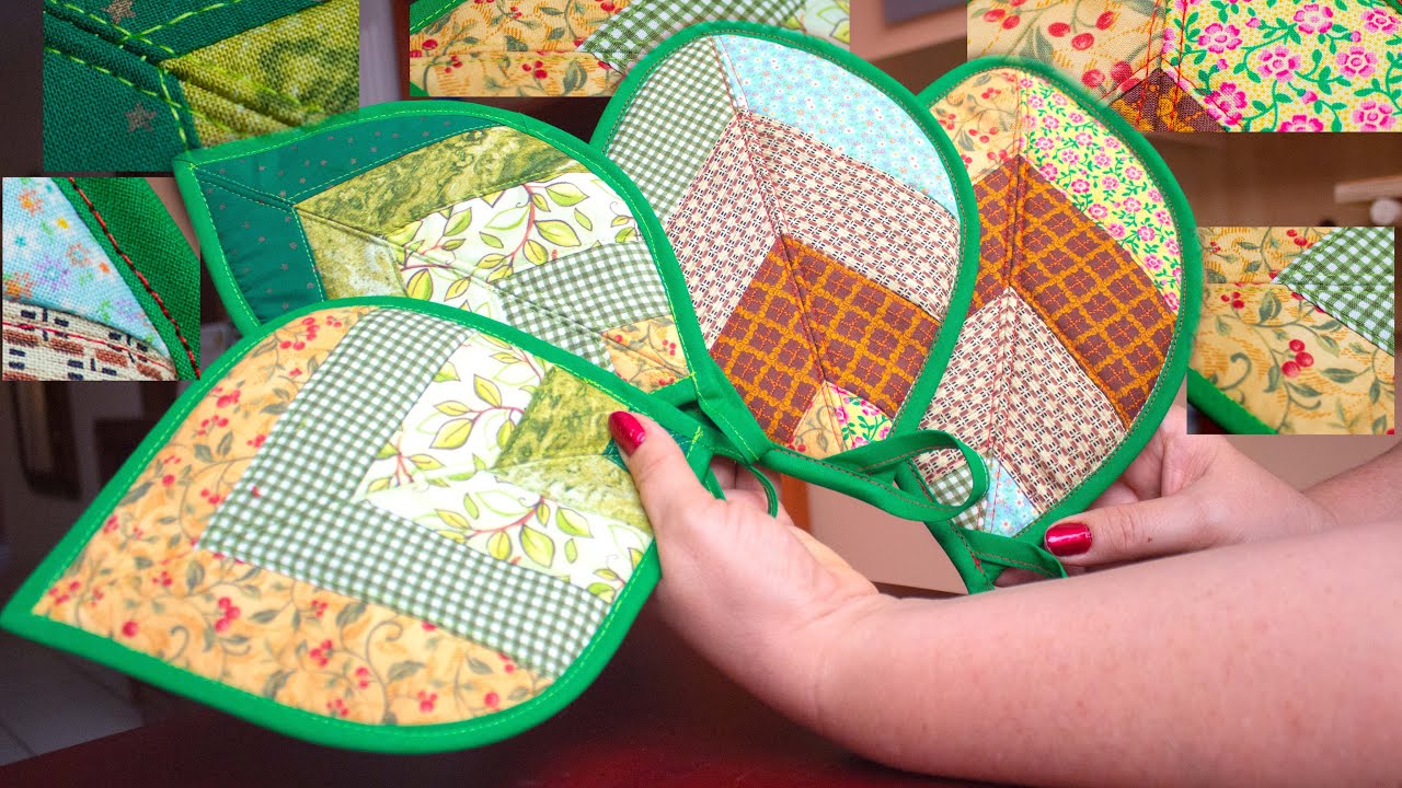 Cómo hacer agarradores de ollas con retazos de tela fácil para tu cocina para regalar o para vender
