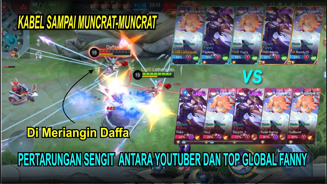 PERTARUNGAN SENGIT 5 vs 5 FANNY || Randy Yogs IMaze Faylene Lethergatic VS Fox Nzy Sky Refal Daffa