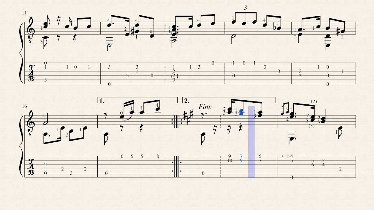 Tango n°3 op.50 - Jose Ferrer y Esteve (1835 - 1916) Tablature