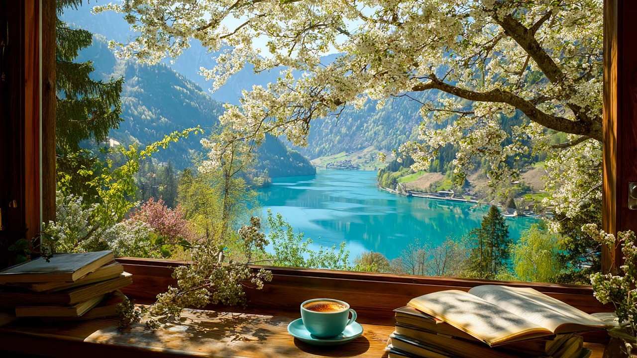 Blossom-Framed Mountain Spring Escape 🌿✨ Peaceful Lake,  Morning Birds,.. for Relaxation & Study