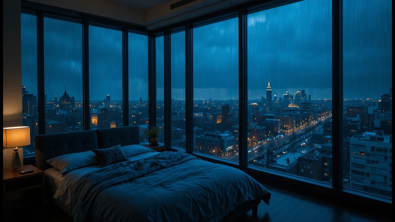 Heavy Rain on Window at Night 🌌 Soothing Rain Sounds for Sleep