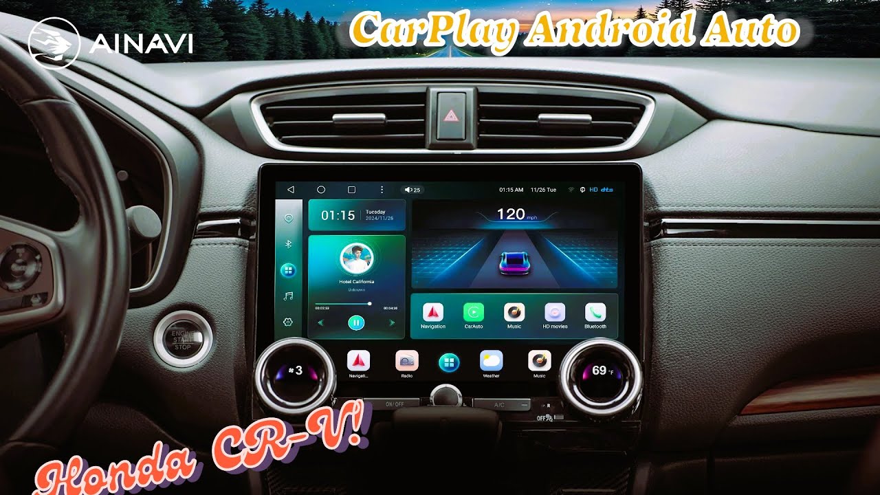 Головное устройство AINAVI Android для Honda CR-V: все функции в действии! Apple CarPlay Android ...