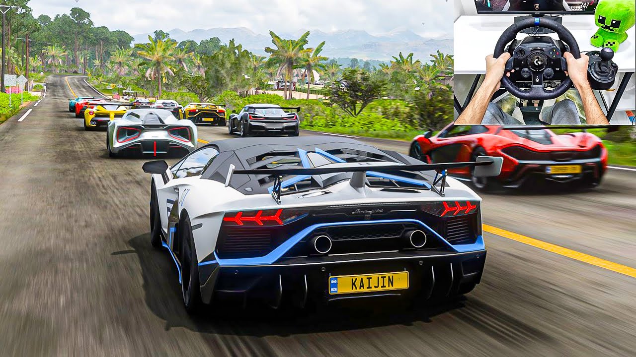 Lamborghini Aventador SVJ VS Hypercars - Forza Horizon 5 | Logitech G923 Steering Wheel