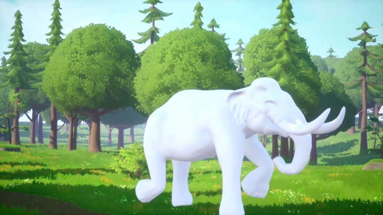 ช้างงายาวเดินไปในทุ่งกว้างธรรมชาติสวยงาม Blender to UE4