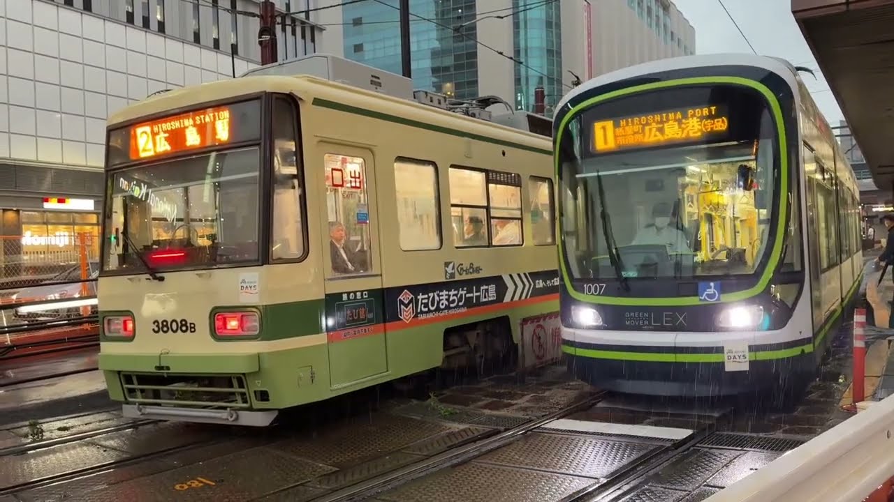 広島電鉄路面電車　2025.05.17 広島駅（夜バージョン）