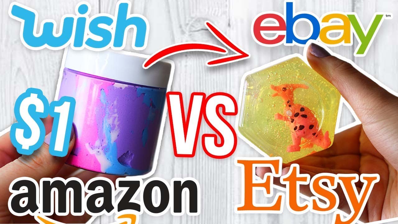$1 WISH SLIME VS $1 EBAY SLIME VS $1 AMAZON SLIME VS $1 ETSY SLIME! Which one is Worth it?!?