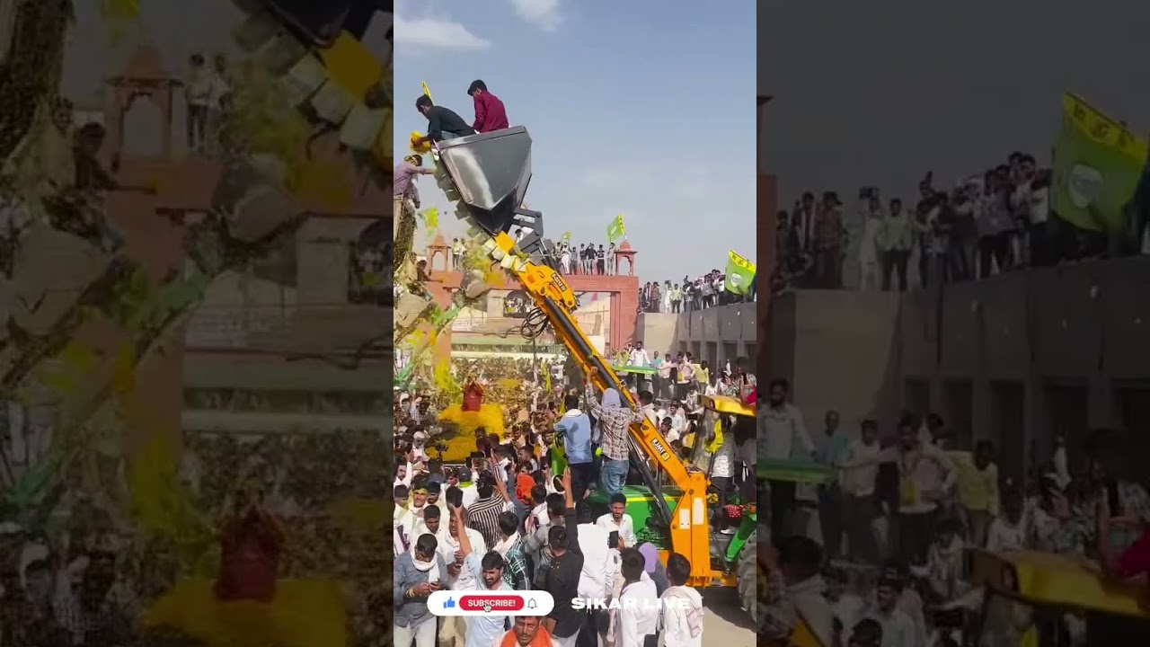 जेसीबी से फूल बरसाकर हुआ स्वागत..#hanumanbeniwal #RLPRajasthan #rlp #jcb