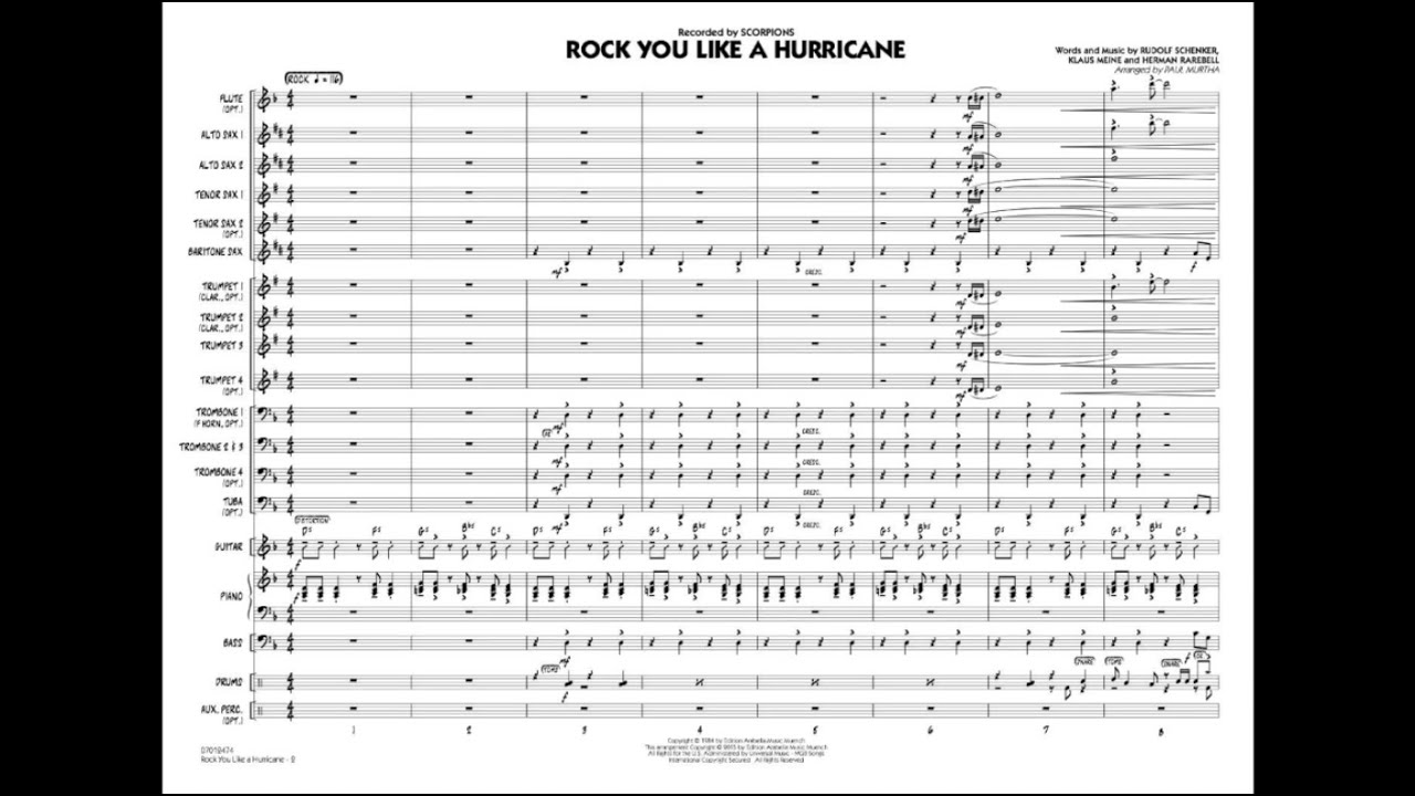 Rock You Like a Hurricane arranged by Paul Murtha