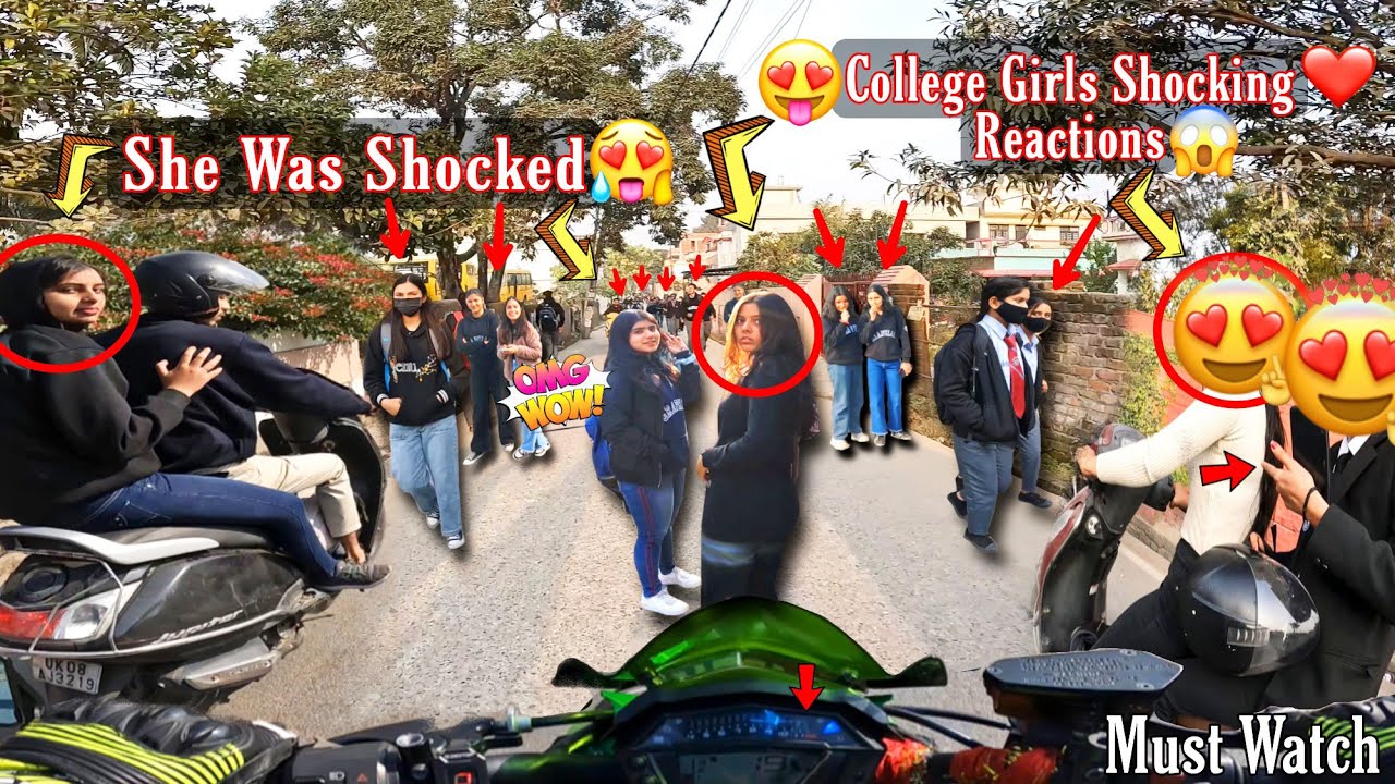 Cute College Girls Shocking Reactions & School Kids Crazy Reactions On Z1000 Loud Exhaust  Sound 😍