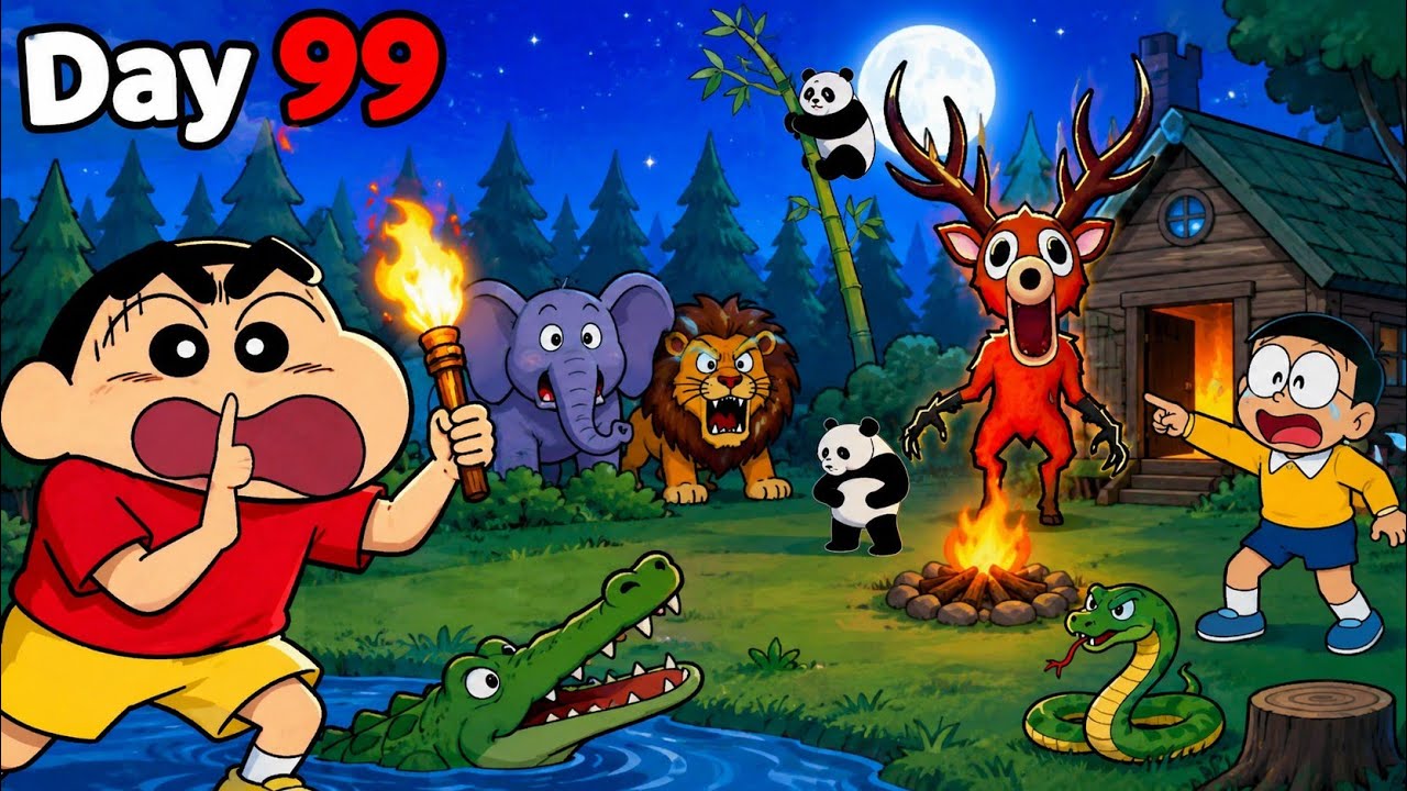 Shinchan Surviving 99 Days in the Forest! 😰|| Shinchan Survival Horror Full gameplay|| Roblox viral 