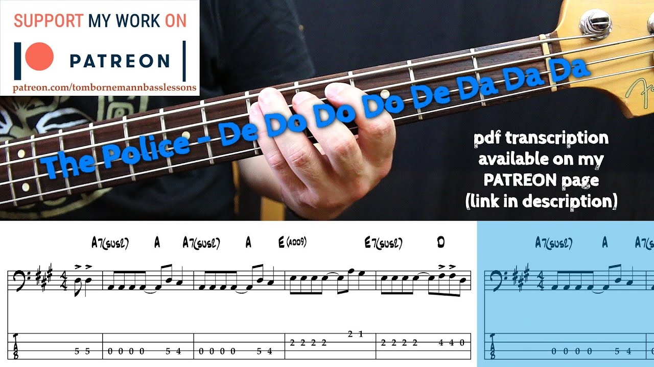 The Police - De Do Do Do De Da Da Da (Bass cover with tabs)