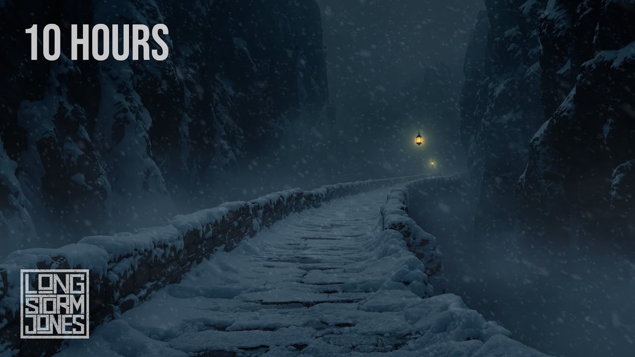 Frozen Bridge &mdash; Howling Wind & Blowing Snow Over the Canyon | RELAX | STUDY | SLEEP | 10 Hours