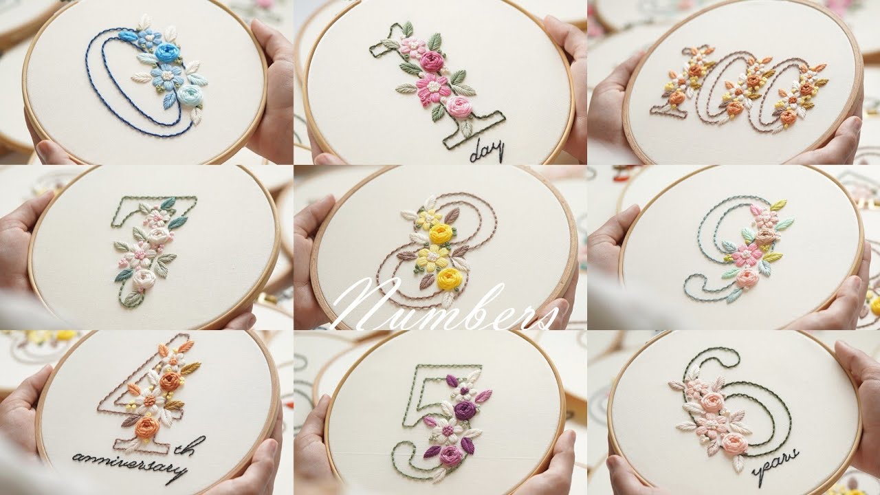 Numbers-PDF Patterns (0-100)/embroidery tutorial for beginners/simple embroidery design
