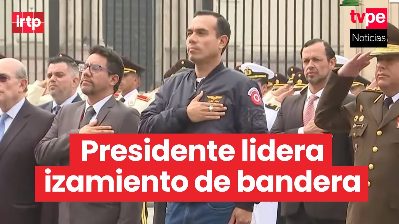 Presidente José Jerí lidera izamiento de la bandera y entonación del himno en Palacio de Gobierno