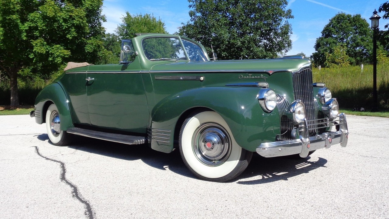 Packard One Twenty 120 Convertible Coupe 1941 года, двухцветный зеленый, и история 