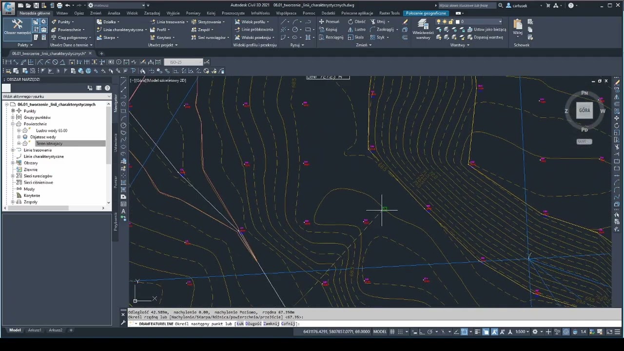 06.01 Kurs AutoCad Civil 3D - Tworzenie linii charakterystycznych