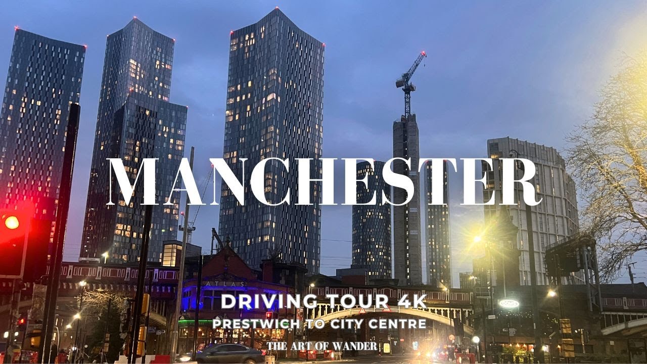 Driving Tour Manchester, England, UK (4K) - Prestwich to Manchester City Centre (Greater Manchester)