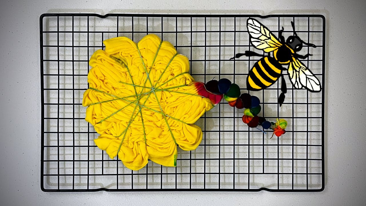How to Tie Dye : Rainbow Mandala & Bumblebee Scrunch Technique Tie Dye T Shirt