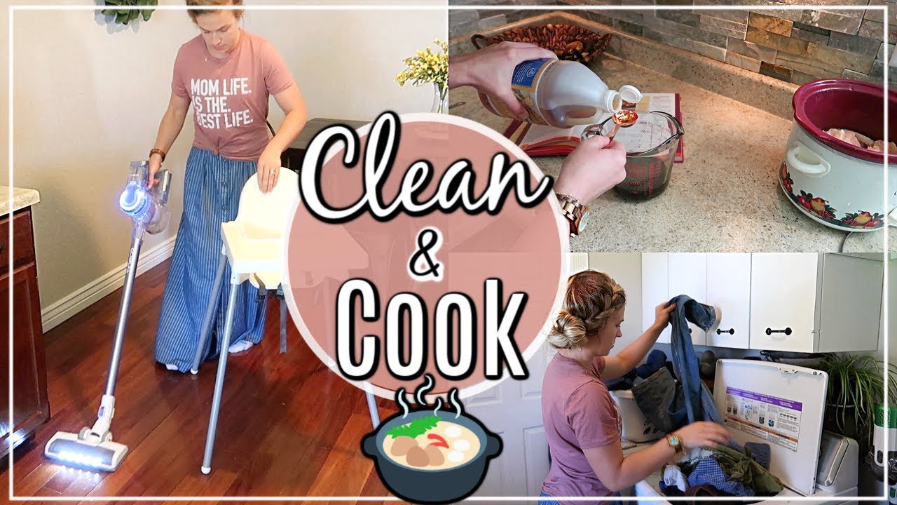 COOK AND CLEAN WITH ME | EASY CROCKPOT MEAL | CLEANING MOTIVATION 2019