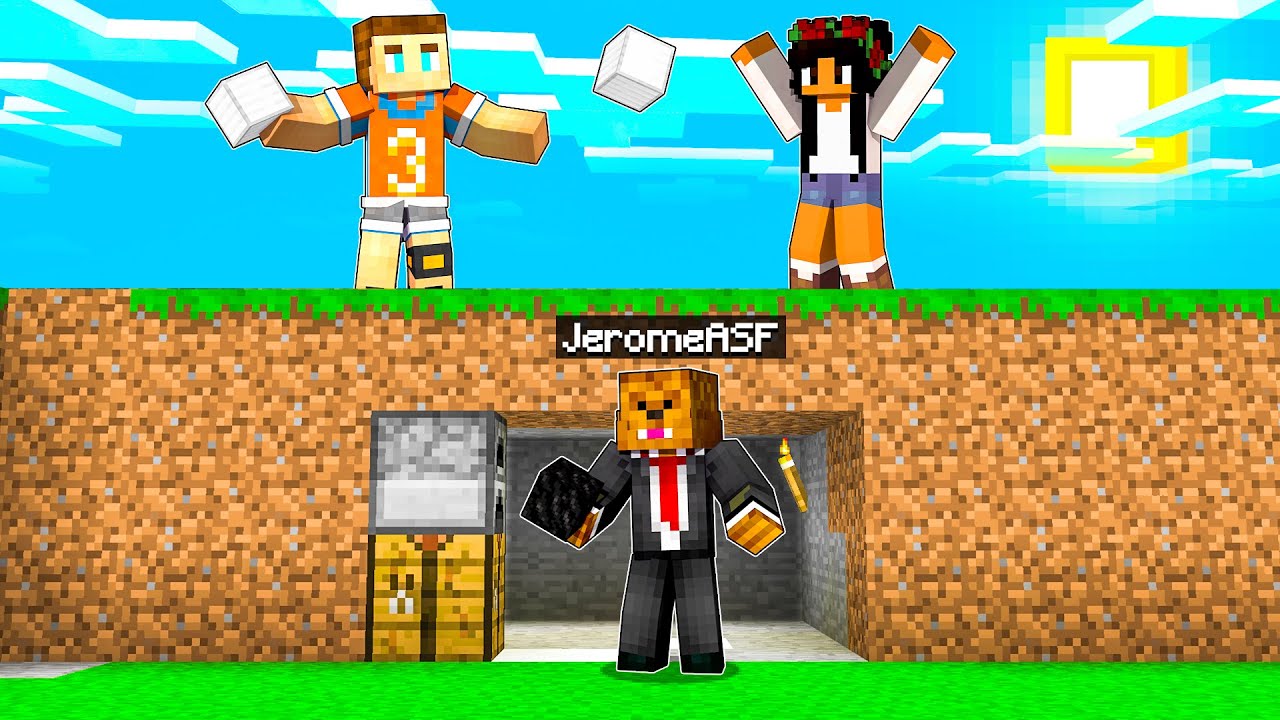 Спидраннеры Minecraft против 4 охотников (мод «Бросай любой блок»)