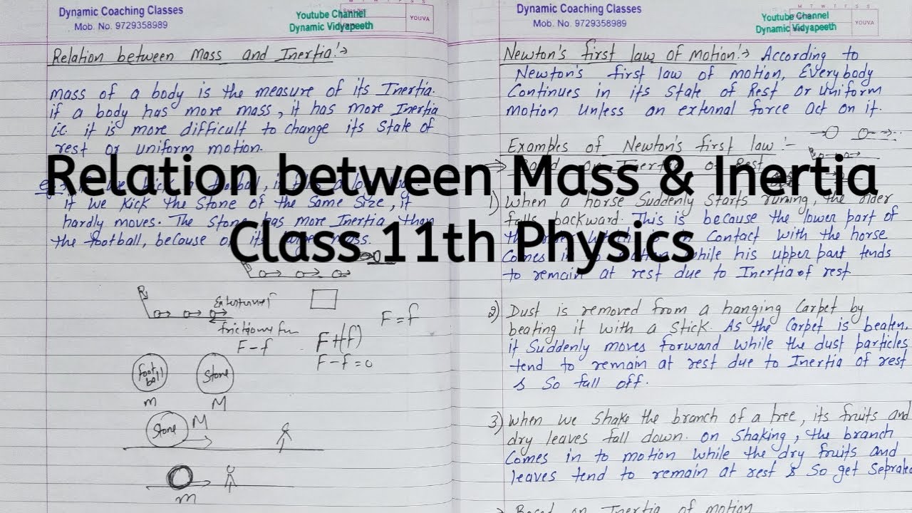 Relation between Mass and Inertia | Chapter 4 | Laws of Motion | Class 11 Physics