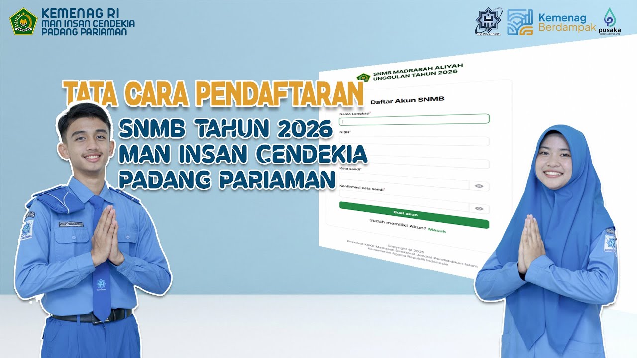 Tata cara Pendaftaran SNMB MAN IC Padang Pariaman 2026