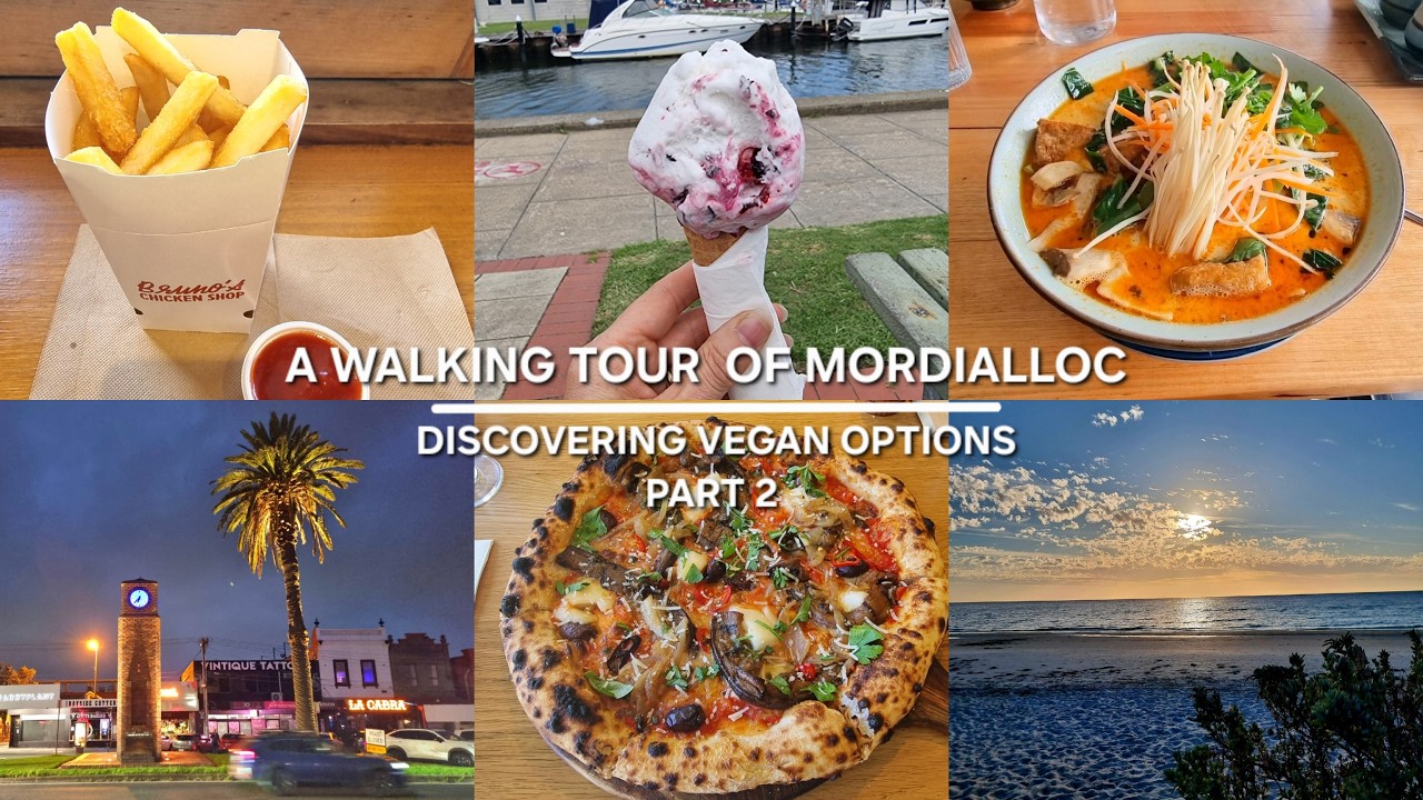 A walking tour of Mordialloc, discovering vegan foods. PART 2: Lunch/Dinner, pizza & ice cream.