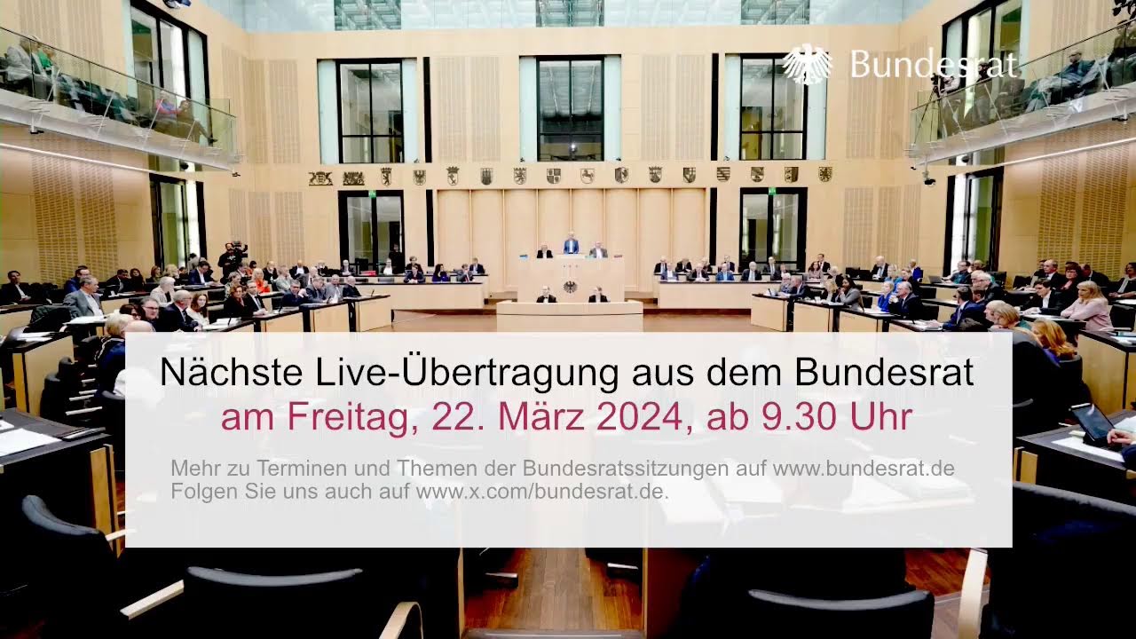 Livestream der 1041. Sitzung des Bundesrates