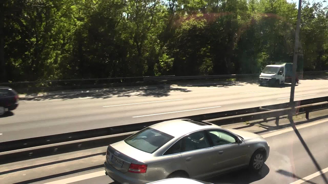 Drving on Bundesautobahn 100 to Spandauer Damm in Berlin, Germany