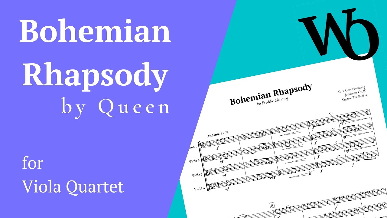 Bohemian Rhapsody by Queen for Viola Quartet Sheet Music