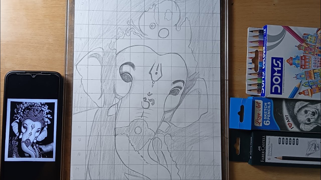 Pencil Sketch of Ganesh ji Tutorial part-1 . #ganeshji #artist #outline #artlovers #artwork